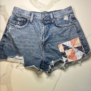 Arizona Women's Blue and Cream Patchwork Shorts